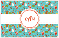 Thumbnail for Personalized Baseball Placemat XX - Teal Background - Circle Ribbon Nameplate -  View