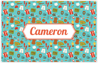 Thumbnail for Personalized Baseball Placemat XX - Teal Background - Decorative Rectangle Nameplate -  View