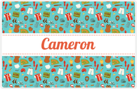 Thumbnail for Personalized Baseball Placemat XX - Teal Background - Ribbon Nameplate -  View