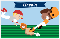 Thumbnail for Personalized Baseball Placemat XXII - Blue Background - Black Boy -  View