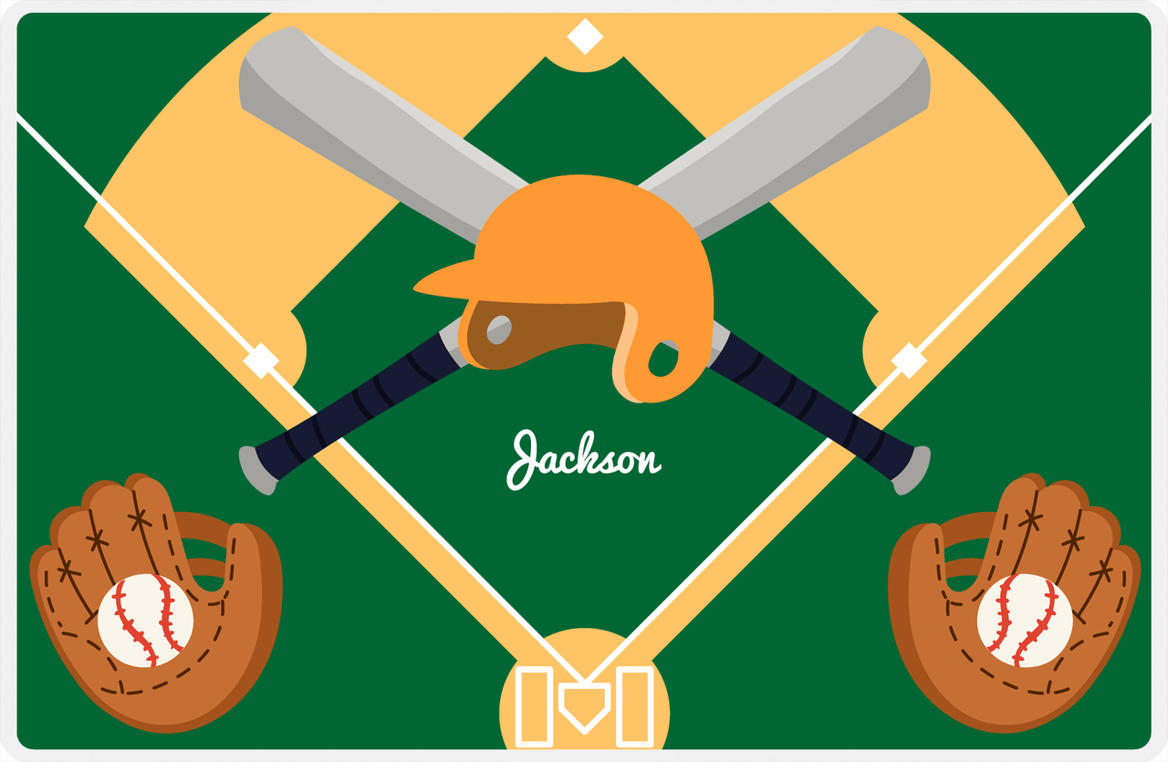 Personalized Baseball Placemat XXIII - Dark Green Background -  View