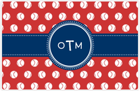 Thumbnail for Personalized Baseball Placemat XXIV - Red Background - Circle Ribbon Nameplate -  View
