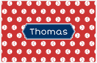 Thumbnail for Personalized Baseball Placemat XXIV - Red Background - Decorative Rectangle Nameplate -  View
