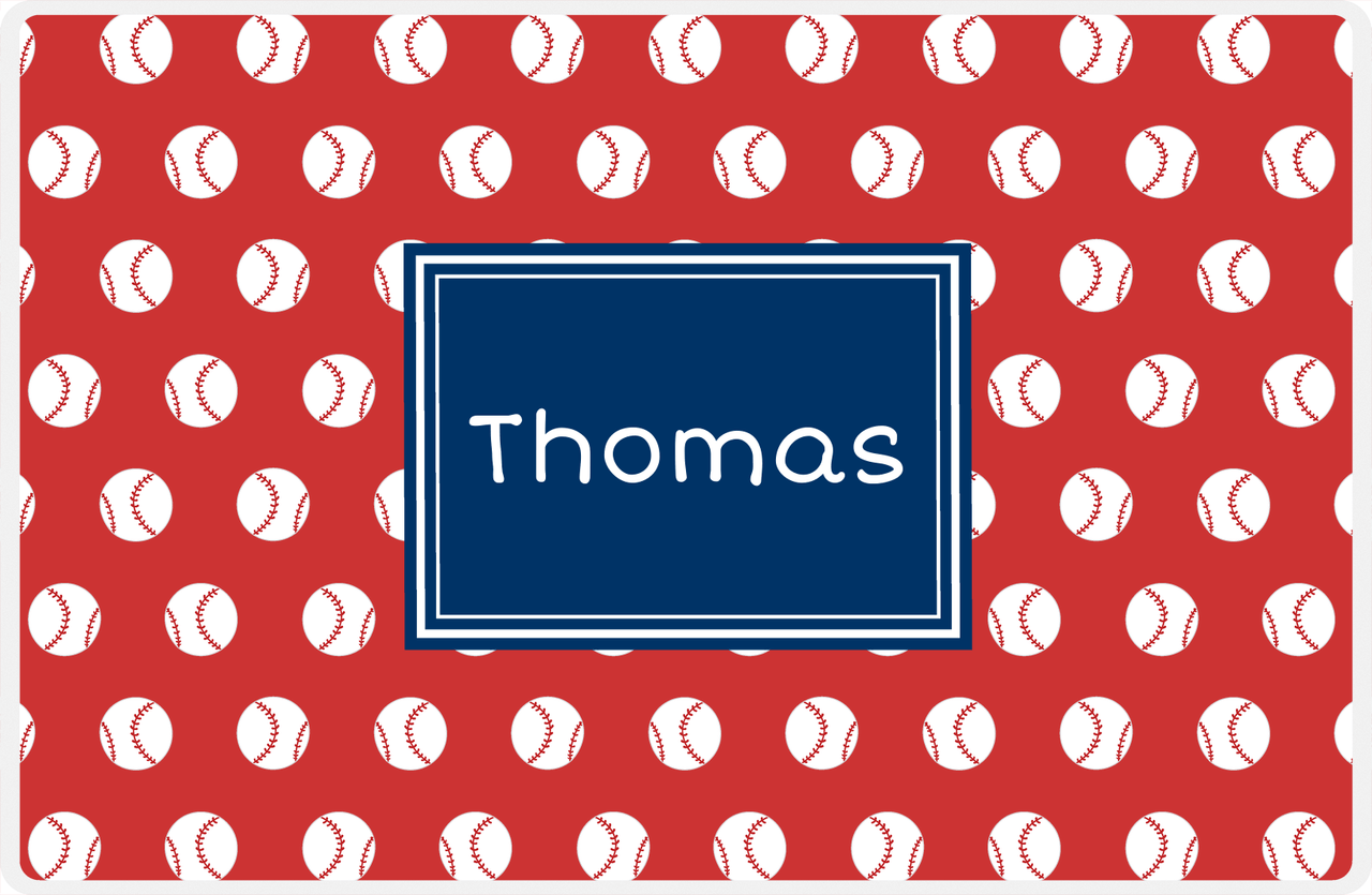 Personalized Baseball Placemat XXIV - Red Background - Rectangle Nameplate -  View