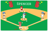 Thumbnail for Personalized Baseball Placemat XXV - Green Background - Black Boy -  View