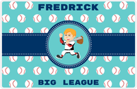 Thumbnail for Personalized Baseball Placemat XXVIII - Teal Background - Blond Boy -  View