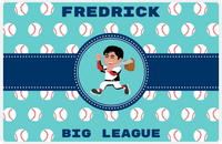 Thumbnail for Personalized Baseball Placemat XXVIII - Teal Background - Black Hair Boy III -  View