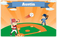 Thumbnail for Personalized Baseball Placemat XXIX - Orange Background - Brown Hair Boy -  View