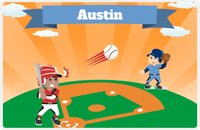 Thumbnail for Personalized Baseball Placemat XXIX - Orange Background - Black Boy -  View