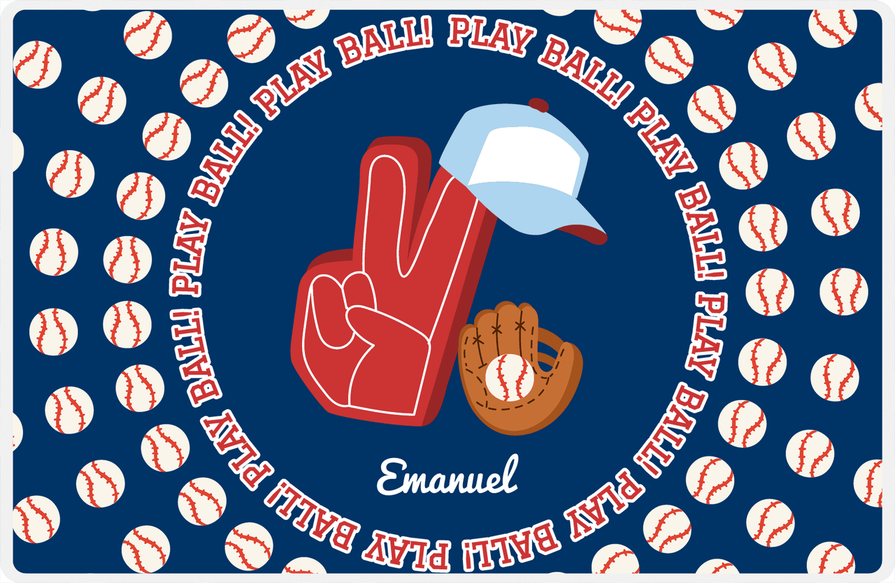 Personalized Baseball Placemat XXX - Blue Background -  View