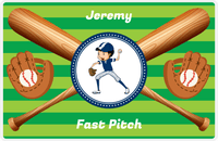 Thumbnail for Personalized Baseball Placemat XXXII - Green Background - Black Hair Boy -  View