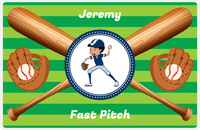 Thumbnail for Personalized Baseball Placemat XXXII - Green Background - Black Hair Boy III -  View
