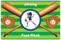 Thumbnail for Personalized Baseball Placemat XXXII - Green Background - Black Boy -  View