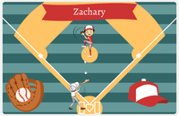 Thumbnail for Personalized Baseball Placemat XXXIII - Dark Teal Background - Black Hair Boy II -  View