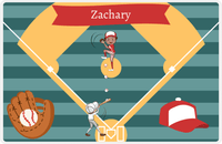 Thumbnail for Personalized Baseball Placemat XXXIII - Dark Teal Background - Black Boy -  View