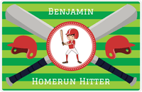 Thumbnail for Personalized Baseball Placemat XXXVI - Green Background - Black Hair Boy -  View