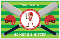 Thumbnail for Personalized Baseball Placemat XXXVI - Green Background - Black Hair Boy II -  View