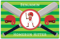Thumbnail for Personalized Baseball Placemat XXXVI - Green Background - Black Hair Boy III -  View