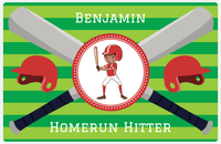 Thumbnail for Personalized Baseball Placemat XXXVI - Green Background - Black Boy -  View