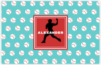 Thumbnail for Personalized Baseball Placemat XXXVIII - Teal Background - Silhouette II -  View