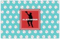 Thumbnail for Personalized Baseball Placemat XXXVIII - Teal Background - Silhouette IV -  View