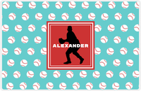Thumbnail for Personalized Baseball Placemat XXXVIII - Teal Background - Silhouette V -  View