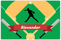 Thumbnail for Personalized Baseball Placemat XXXIX - Green Background - Silhouette III -  View
