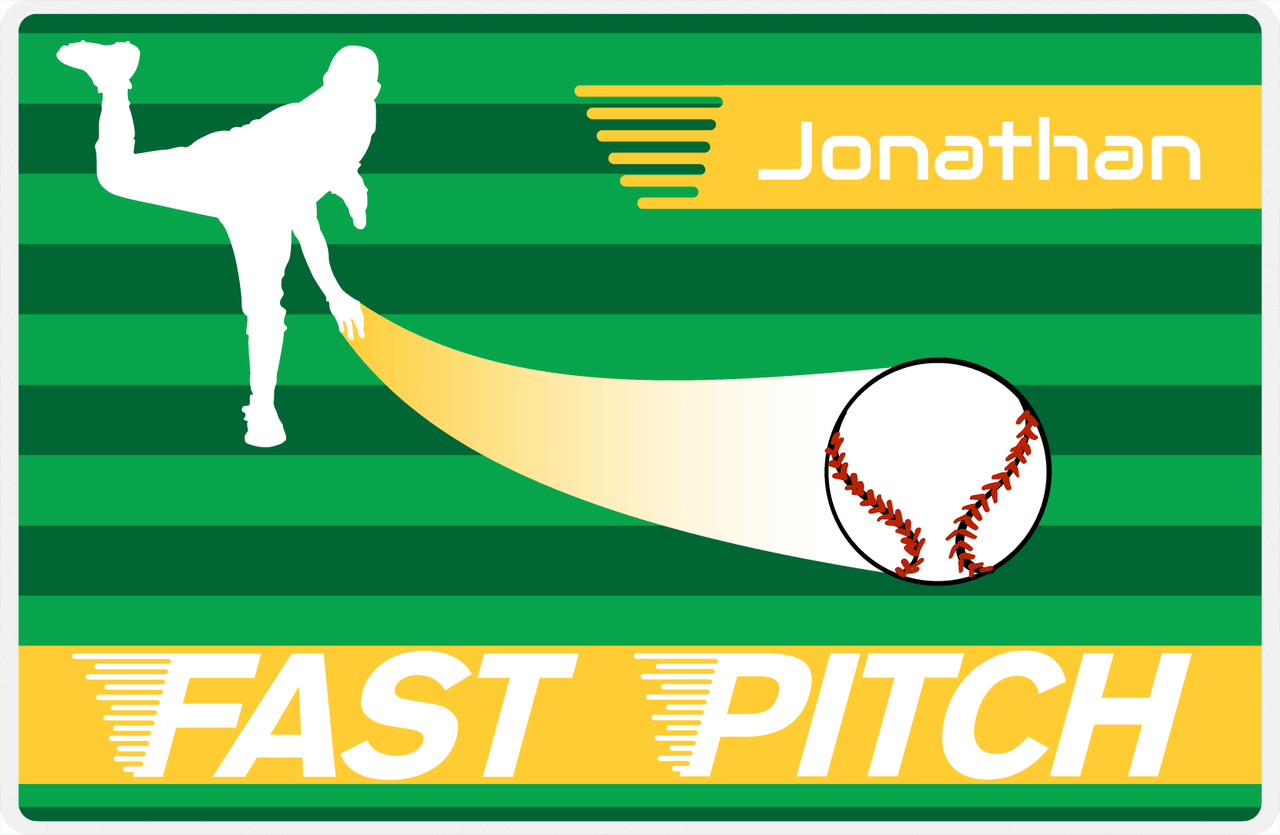 Personalized Baseball Placemat XL - Green Background - Silhouette -  View