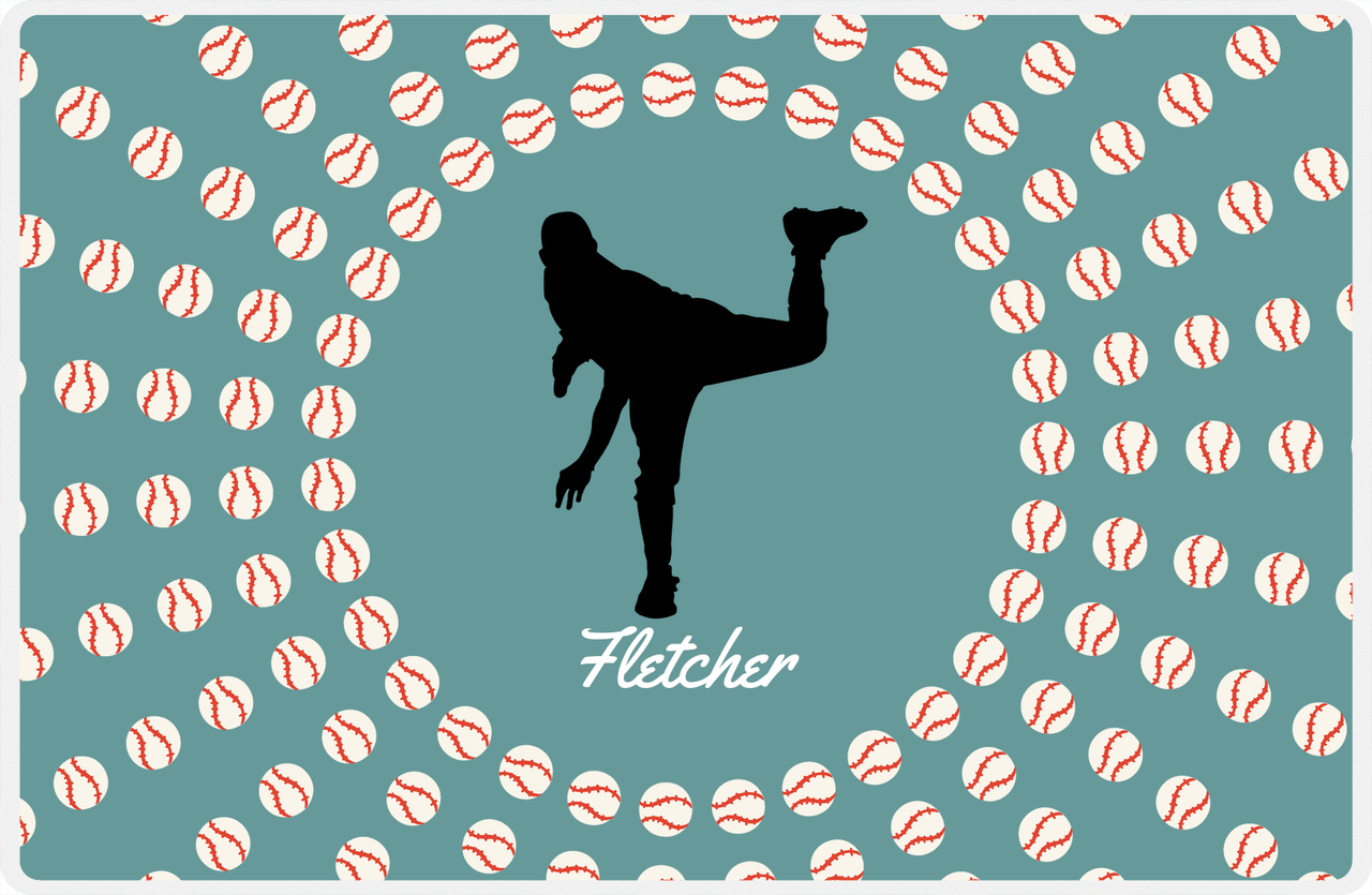 Personalized Baseball Placemat XLII - Patina Background - Silhouette I -  View