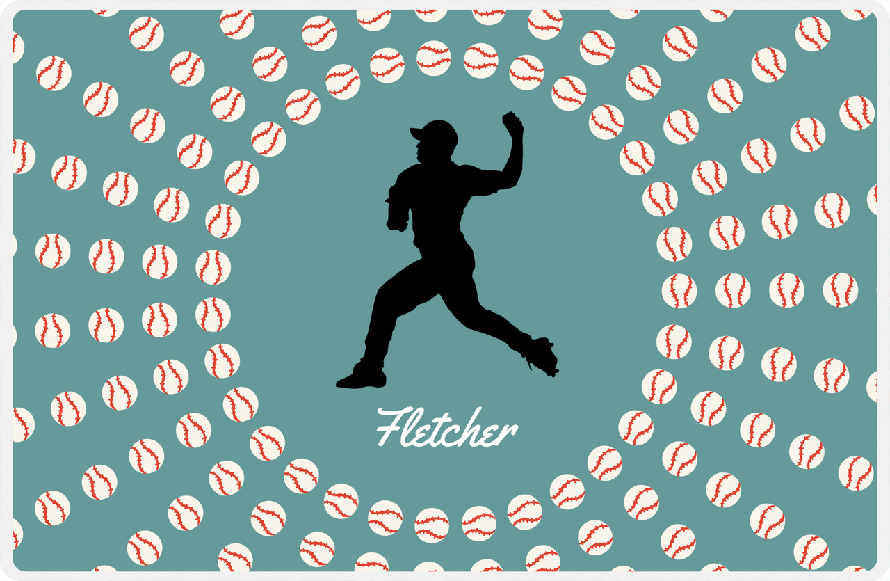 Personalized Baseball Placemat XLII - Patina Background - Silhouette II -  View
