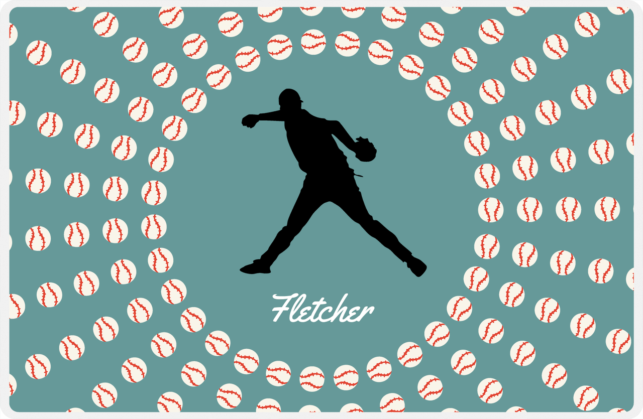 Personalized Baseball Placemat XLII - Patina Background - Silhouette III -  View