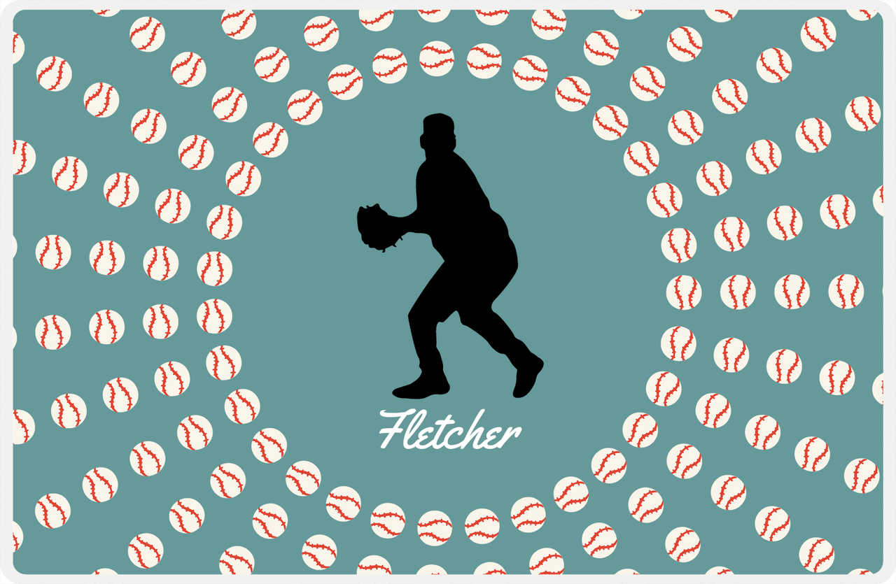 Personalized Baseball Placemat XLII - Patina Background - Silhouette V -  View