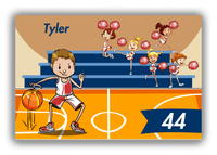 Thumbnail for Personalized Basketball Canvas Wrap & Photo Print III - Brown Background - Brown Hair Boy - Front View