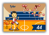 Thumbnail for Personalized Basketball Canvas Wrap & Photo Print III - Brown Background - Asian Boy - Front View