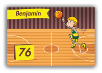 Thumbnail for Personalized Basketball Canvas Wrap & Photo Print V - Brown Background - Blond Boy - Front View