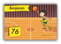 Thumbnail for Personalized Basketball Canvas Wrap & Photo Print V - Brown Background - Black Hair Boy - Front View