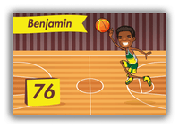 Thumbnail for Personalized Basketball Canvas Wrap & Photo Print V - Brown Background - Black Boy I - Front View