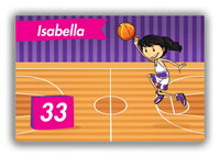 Thumbnail for Personalized Basketball Canvas Wrap & Photo Print VI - Purple Background - Asian Girl - Front View