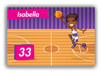 Thumbnail for Personalized Basketball Canvas Wrap & Photo Print VI - Purple Background - Black Girl I - Front View