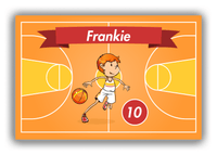 Thumbnail for Personalized Basketball Canvas Wrap & Photo Print VII - Orange Background - Redhead Boy - Front View