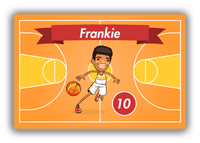 Thumbnail for Personalized Basketball Canvas Wrap & Photo Print VII - Orange Background - Black Boy II - Front View