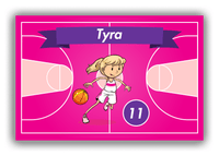 Thumbnail for Personalized Basketball Canvas Wrap & Photo Print VIII - Pink Background - Blonde Girl - Front View