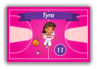 Thumbnail for Personalized Basketball Canvas Wrap & Photo Print VIII - Pink Background - Black Girl II - Front View