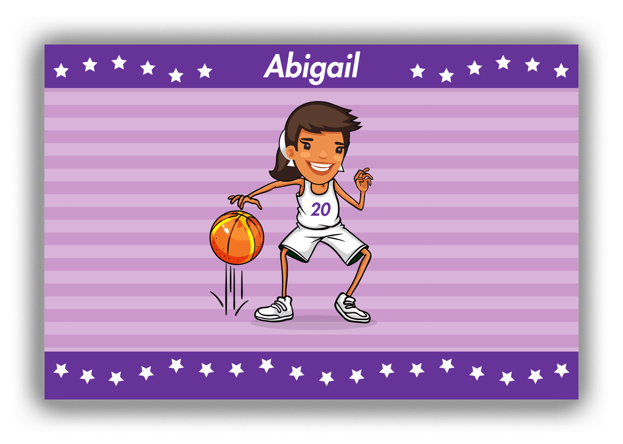 Personalized Basketball Canvas Wrap & Photo Print X - Purple Background - Black Girl II - Front View
