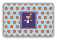 Thumbnail for Personalized Basketball Canvas Wrap & Photo Print XII - Blue Background - Blonde Girl - Front View