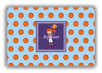 Thumbnail for Personalized Basketball Canvas Wrap & Photo Print XII - Blue Background - Redhead Girl - Front View