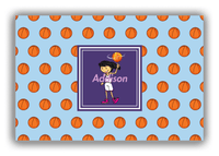 Thumbnail for Personalized Basketball Canvas Wrap & Photo Print XII - Blue Background - Asian Girl - Front View