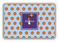 Thumbnail for Personalized Basketball Canvas Wrap & Photo Print XII - Blue Background - Black Girl I - Front View
