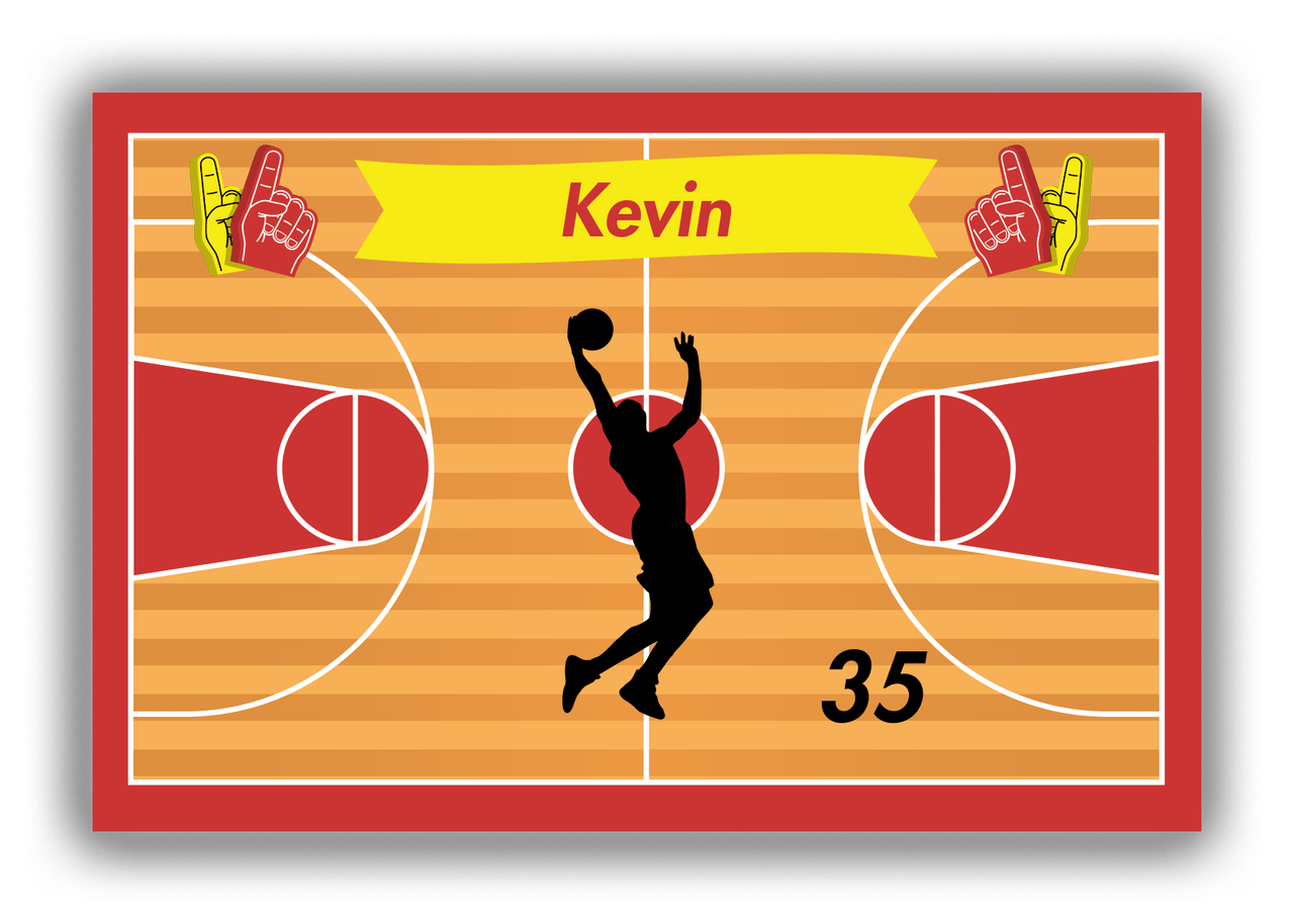 Personalized Basketball Canvas Wrap & Photo Print XIII - Red Background - Silhouette II - Front View