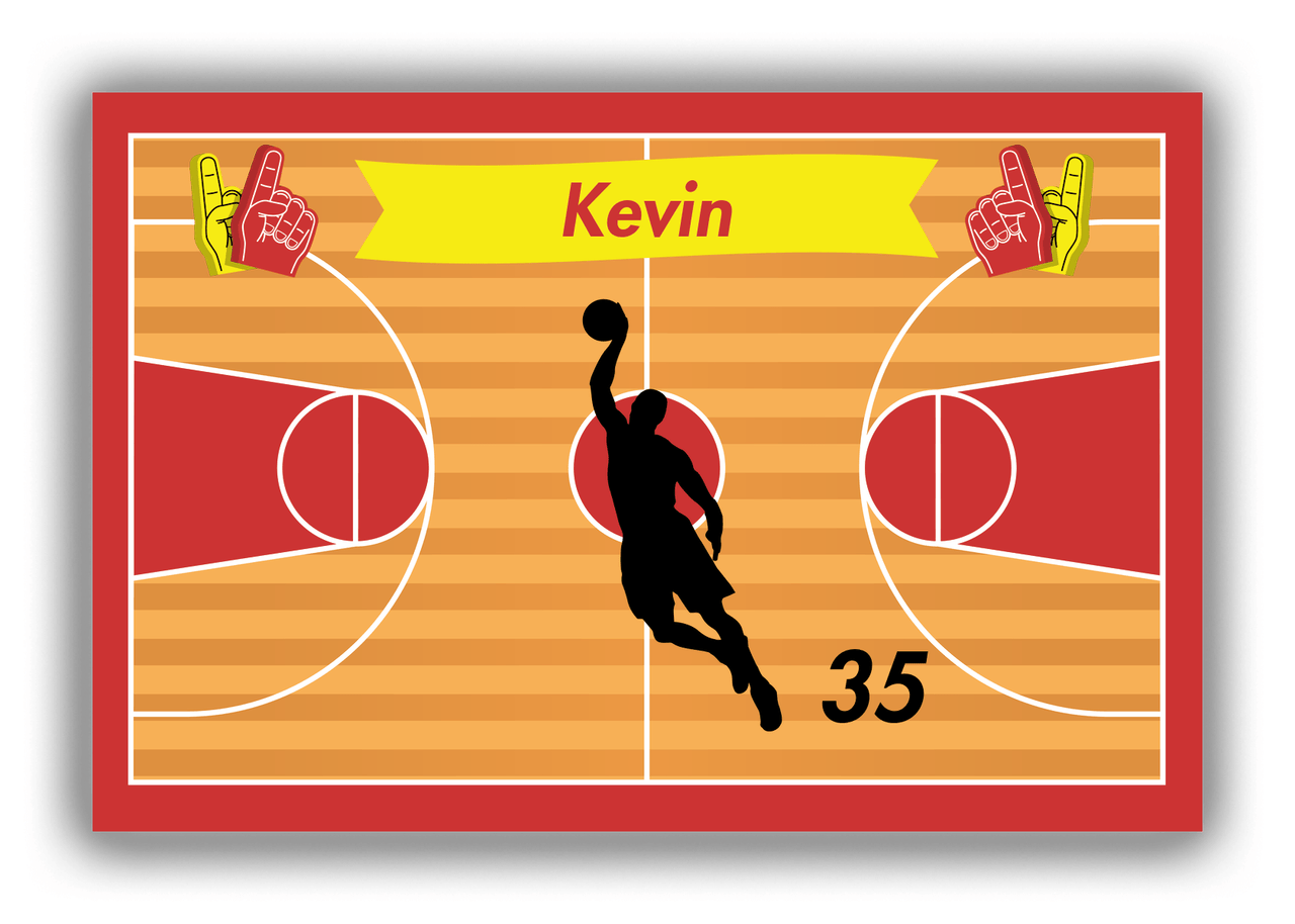 Personalized Basketball Canvas Wrap & Photo Print XIII - Red Background - Silhouette III - Front View